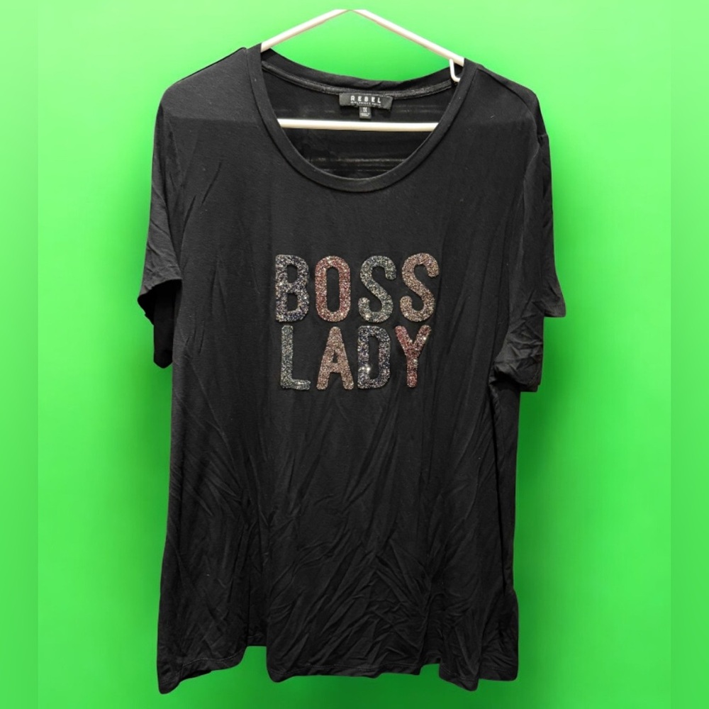 Rebels Black 'Boss Lady' Short Sleeve Tee 1X
